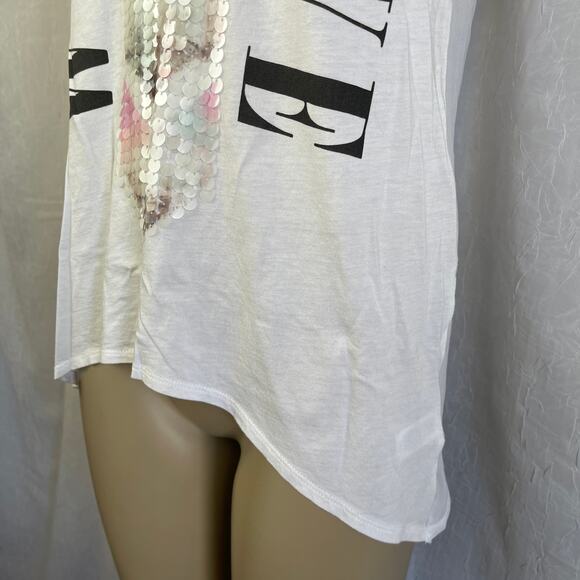 🫶🏼 Express Wild Love Sequin Flowy Tunic Tank Top White Sheer Back Pastel XS - Picture 5 of 16